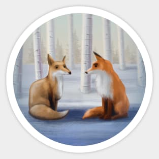 winter foxes are coming Sticker